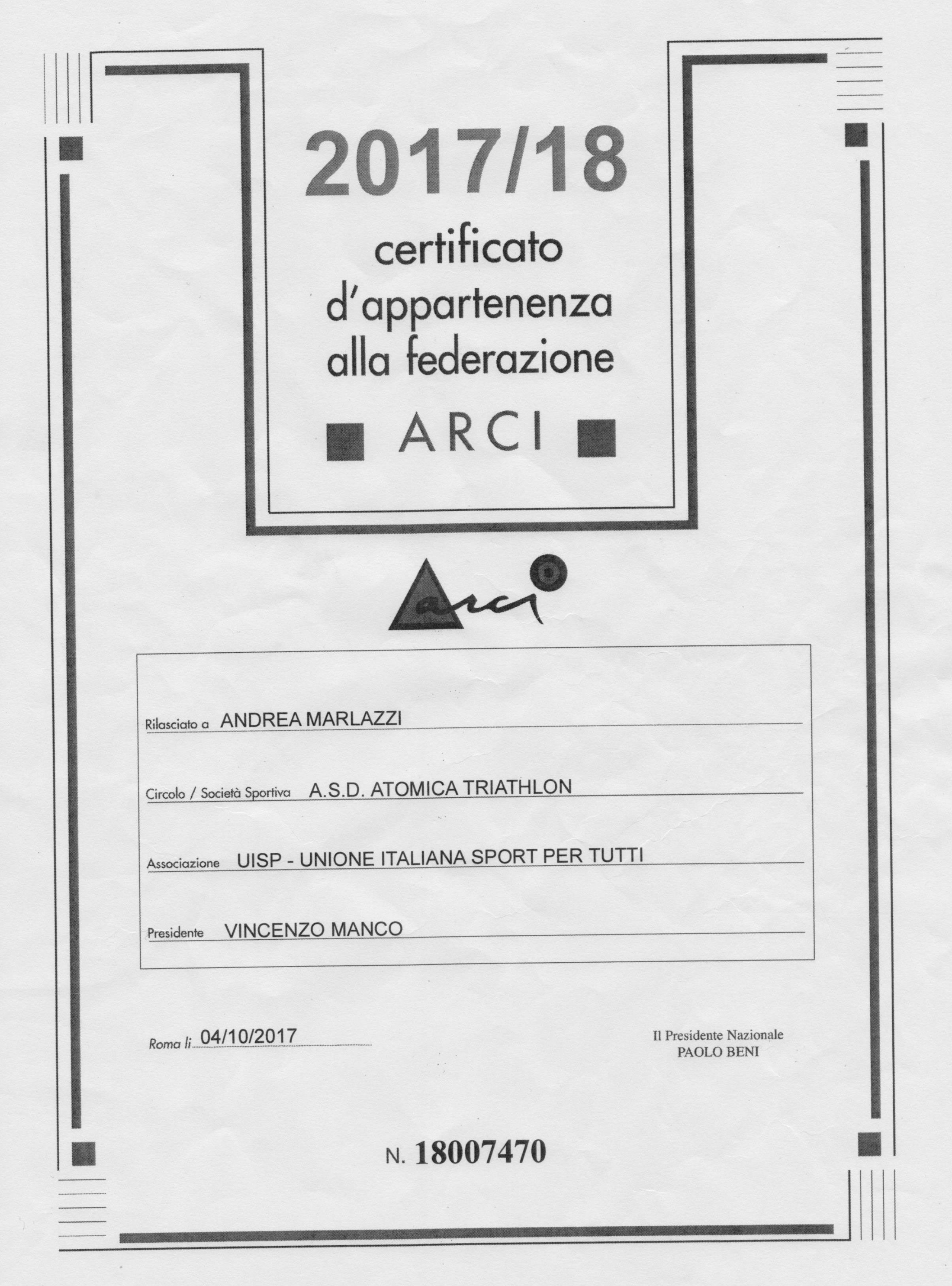 Appartenenza ARCI 001